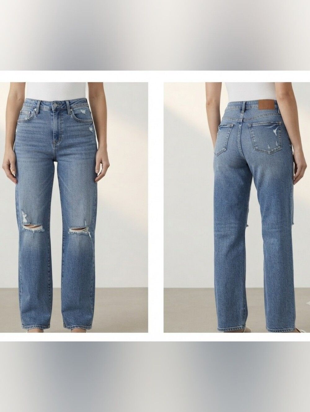 Judy Blue Distressed High-Rise Straight Leg Jeans Medium Wash Size 7/28 Casual